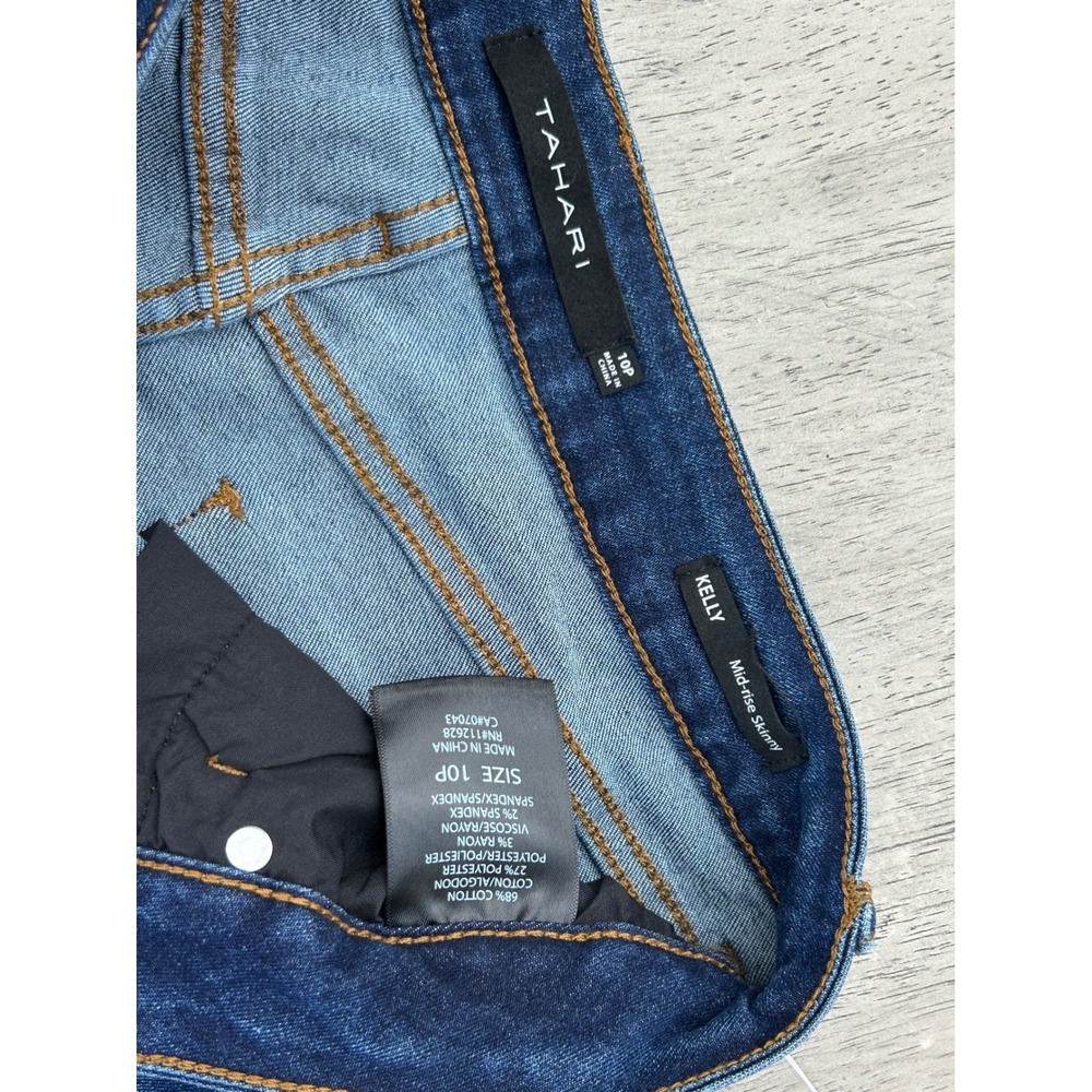 Tahari Kelly Mid-Rise Skinny Jeans Dark Wash Blue Denim Size 10P Petite - Picture 6 of 9